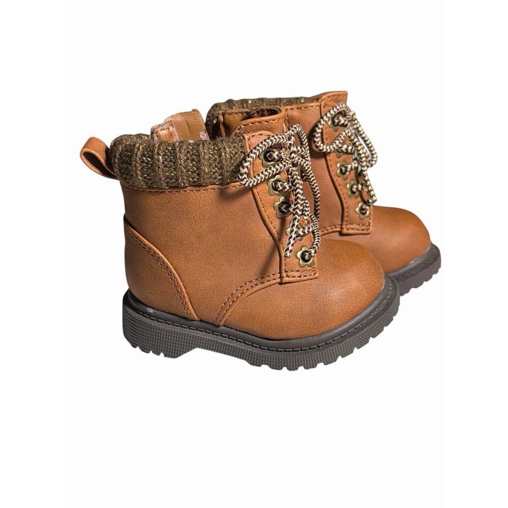 Wonder Nation Baby Infant Girls Sweater Knit Boots Shoes Chestnut Size 2